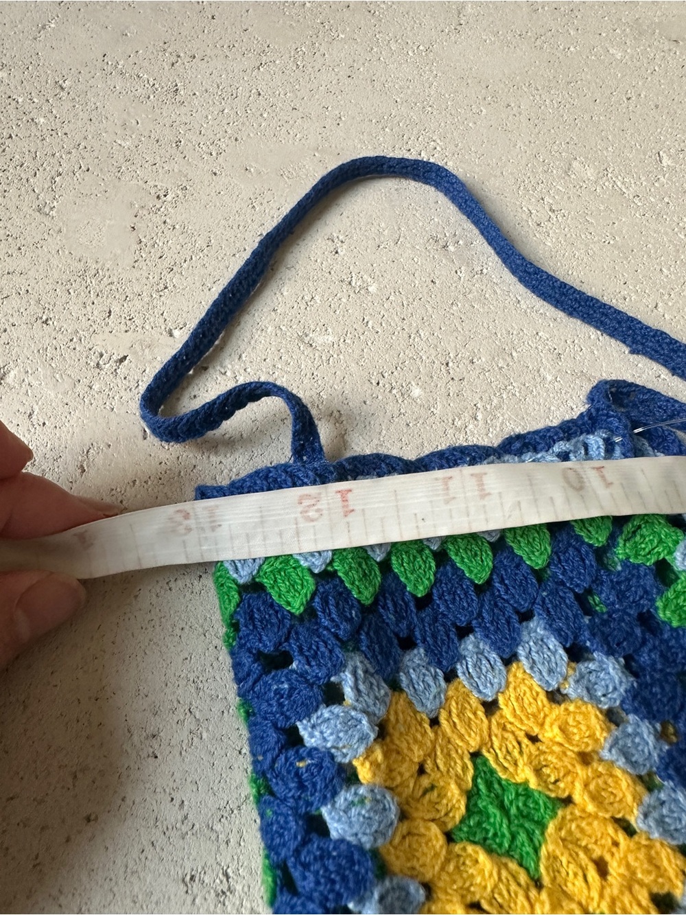 ZARA blue crochet knit crop top multicolored lace tie back M cottagecore boho - Picture 7 of 9